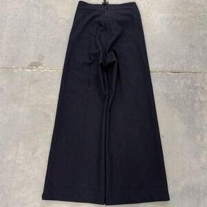 Vintage us navy wool Wide Leg pants button fly Trousers High Waisted Flare